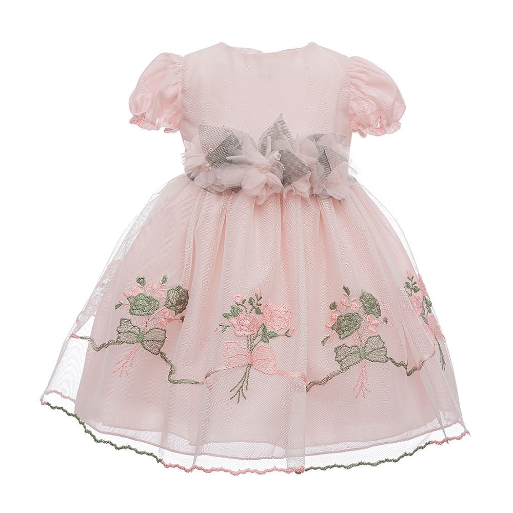 Vestito Elegante Battesimo Rosa Neonata ALESSANDRO MARTINEZ IS43102N - ISABEL - LuxuryKids