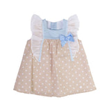 Vestito in Cotone a Pois Beige Neonata DEL SUR 0370 - DEL SUR - LuxuryKids