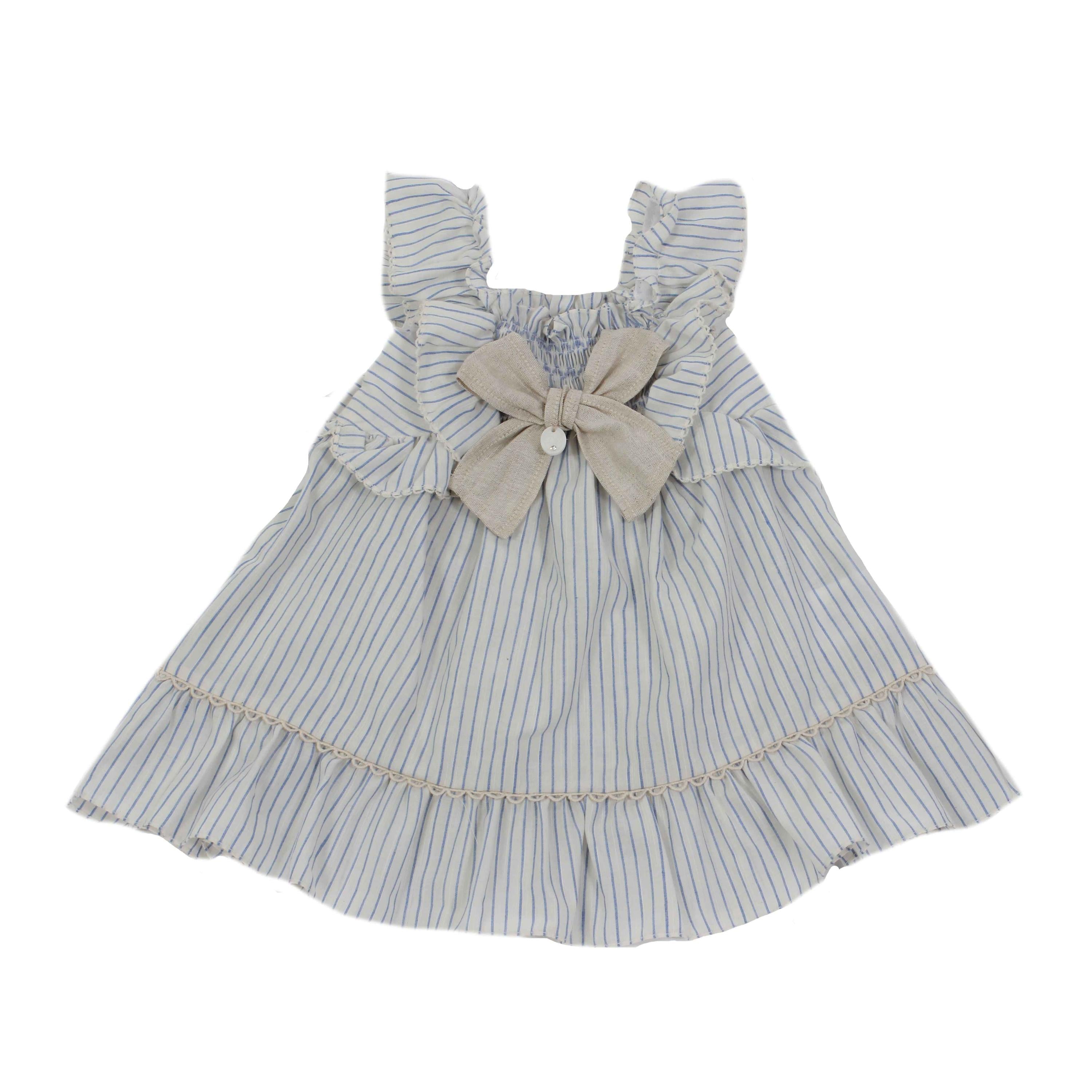 Vestito In Cotone a Righe Celeste Panna Bambina DR KID DK 363V - DR.KID - LuxuryKids