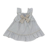 Vestito In Cotone a Righe Celeste Panna Neonata DR KID DK 363V - DR.KID - LuxuryKids