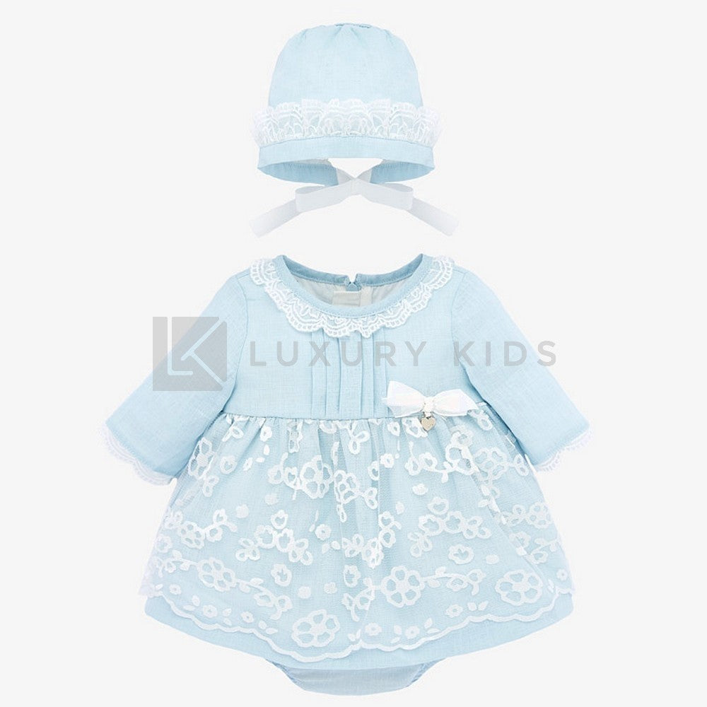 Vestito In Lino Cerimonia con cuffietta Neonata  Mayoral 1869 - MAYORAL - LuxuryKids