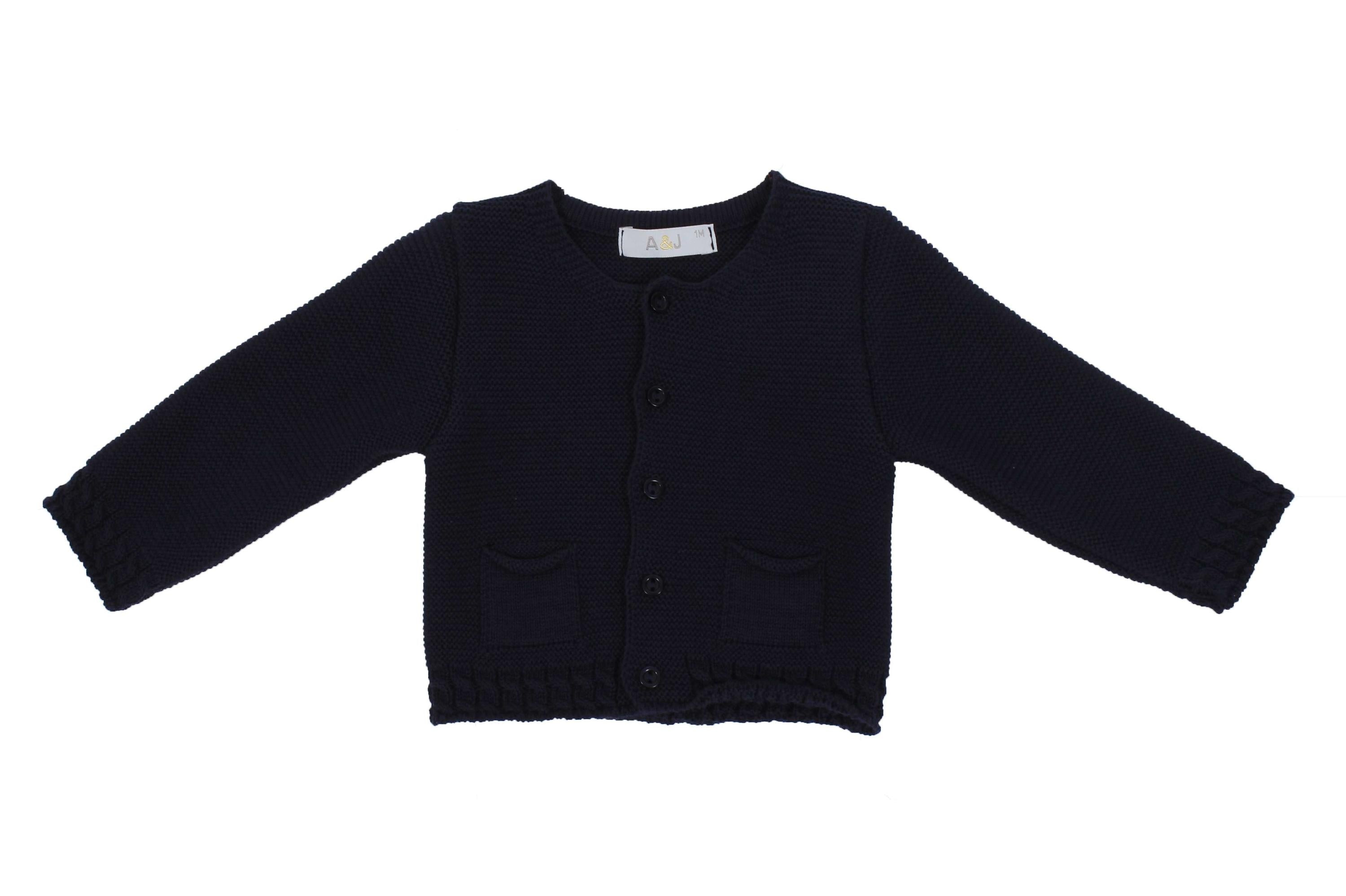 Cardigan In Filo Di Cotone Blu Neonato A&J 129 - A&J - LuxuryKids