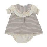 Vestitino In Cotone Con Culotte Beige Neonata A&J 116V - A&J - LuxuryKids