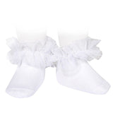 Calzini In Filo Di Cotone Corti Con Rouches In Tulle Neonata CONDOR 488 - Condor - LuxuryKids