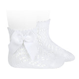 Calzini In Filo Di Cotone Corti Traforati Con Fiocco Neonata CONDOR 519 - Condor - LuxuryKids