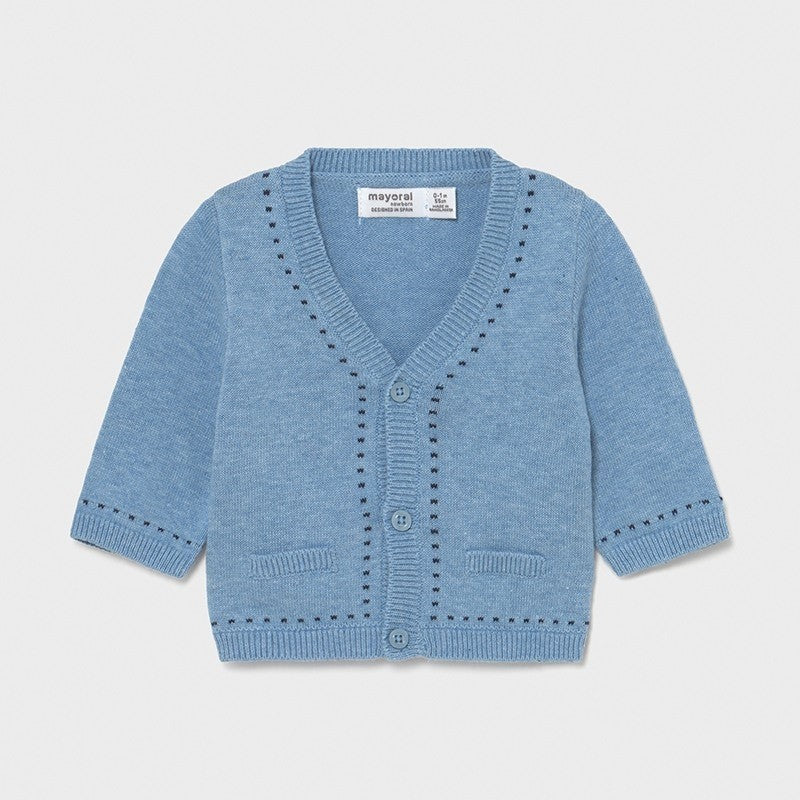 Cardigan In Filo Di Cotone Celeste Neonato MAYORAL 1334 - MAYORAL - LuxuryKids