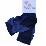 Calzino Lungo in Filo traforato Con Fiocco Neonata Blu MEIA PATA 1029M - MEIA PATA - LuxuryKids