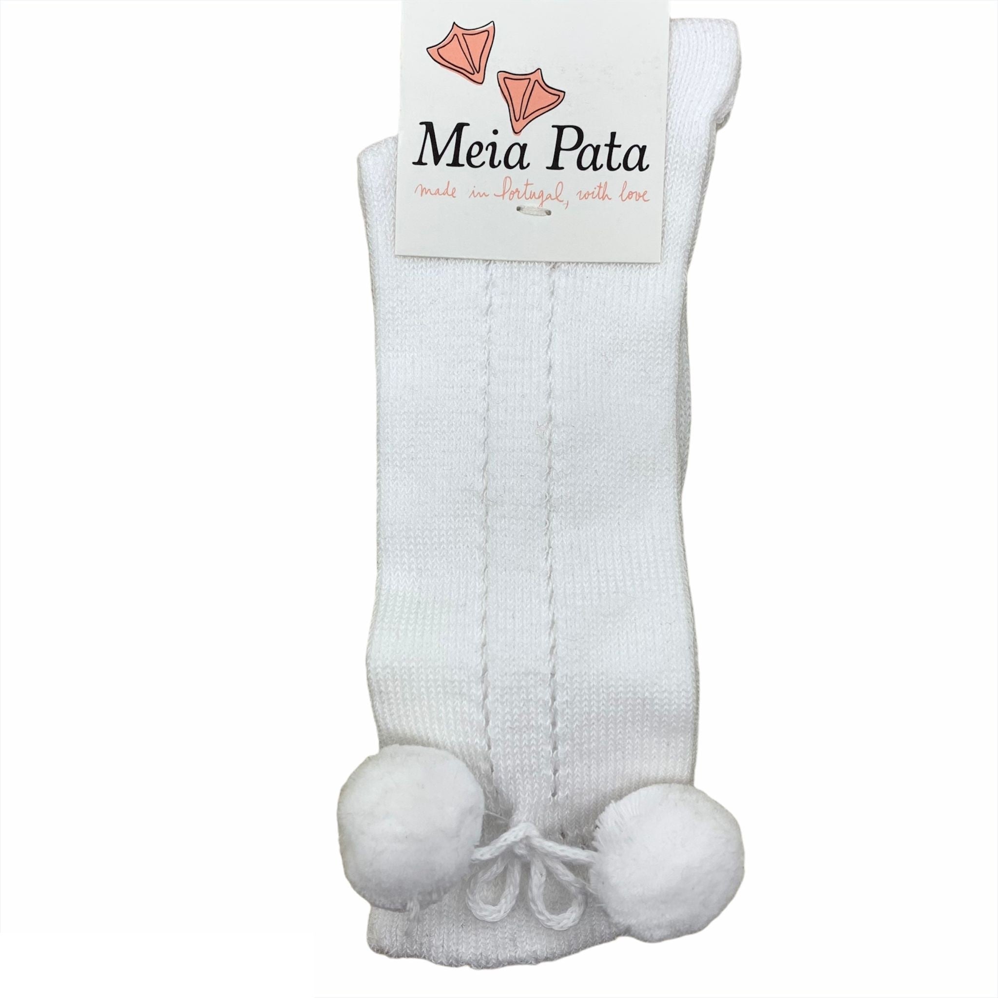 Calzino Lungo Traforato Con Pon-pon Bambina Bianco MEIA PATA 1030M - MEIA PATA - LuxuryKids