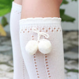 Calzino Lungo Traforato Con Pon-pon Bambina Bianco MEIA PATA 1030M - MEIA PATA - LuxuryKids