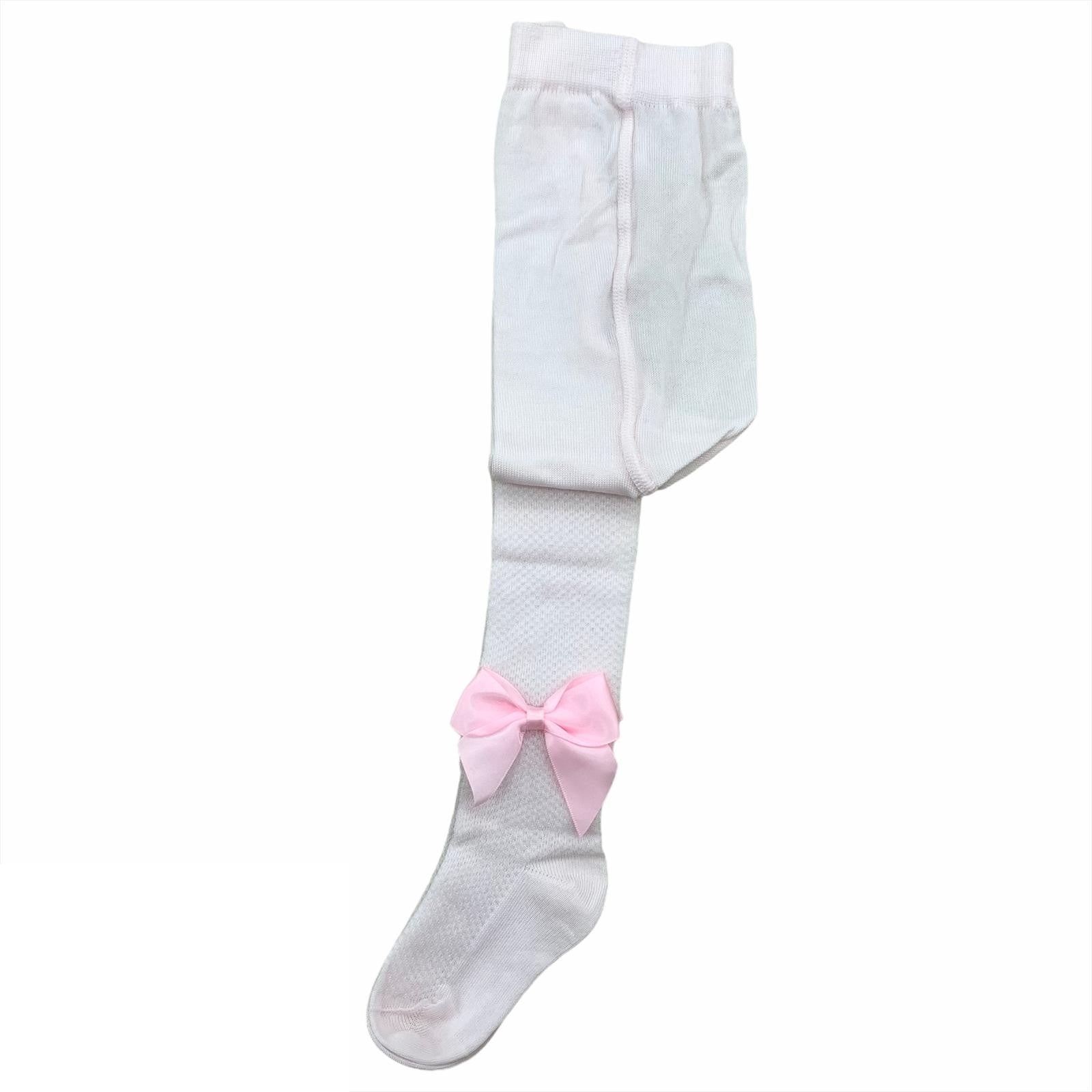 Calza Traforata A Rete Con Fiocco In Cotone Filo Di Scozia Neonata ROMBOLI BET08 - ROMBOLI - LuxuryKids