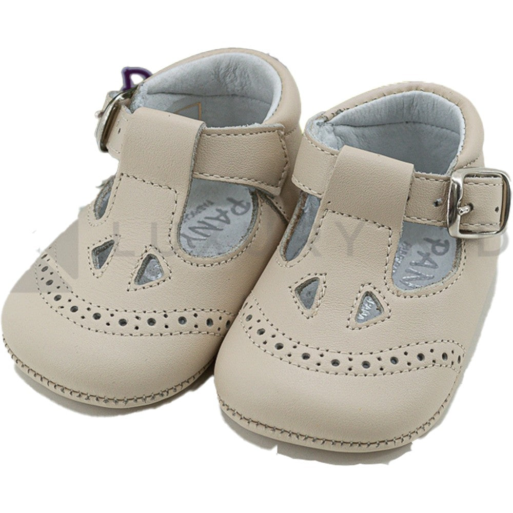 Scarpa da culla con Occhielli in Pelle Per Neonato Panyno A2221 - PANYNO - LuxuryKids