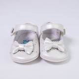 Scarpa Da Culla in Pelle Satinata Con Fiocco Neonata INDICE 1676 - INDICE - LuxuryKids