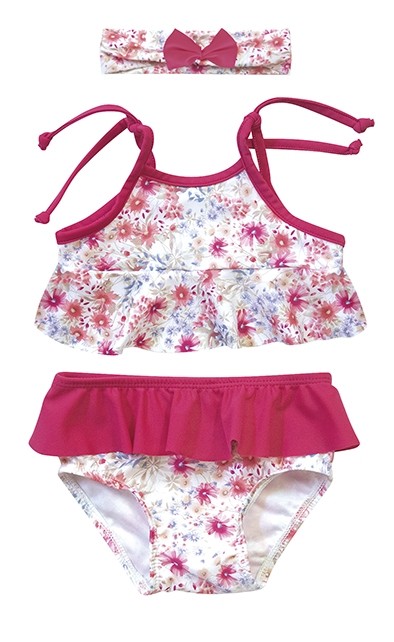 Costume 2 Pezzi Con Fascia Fucsia Neonata CALAMARO 23503 - CALAMARO - LuxuryKids