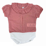 Camicia A Body Mezza Manica In Cotone Con Colletto Rosa Neonata CALAMARO 19034 - CALAMARO - LuxuryKids