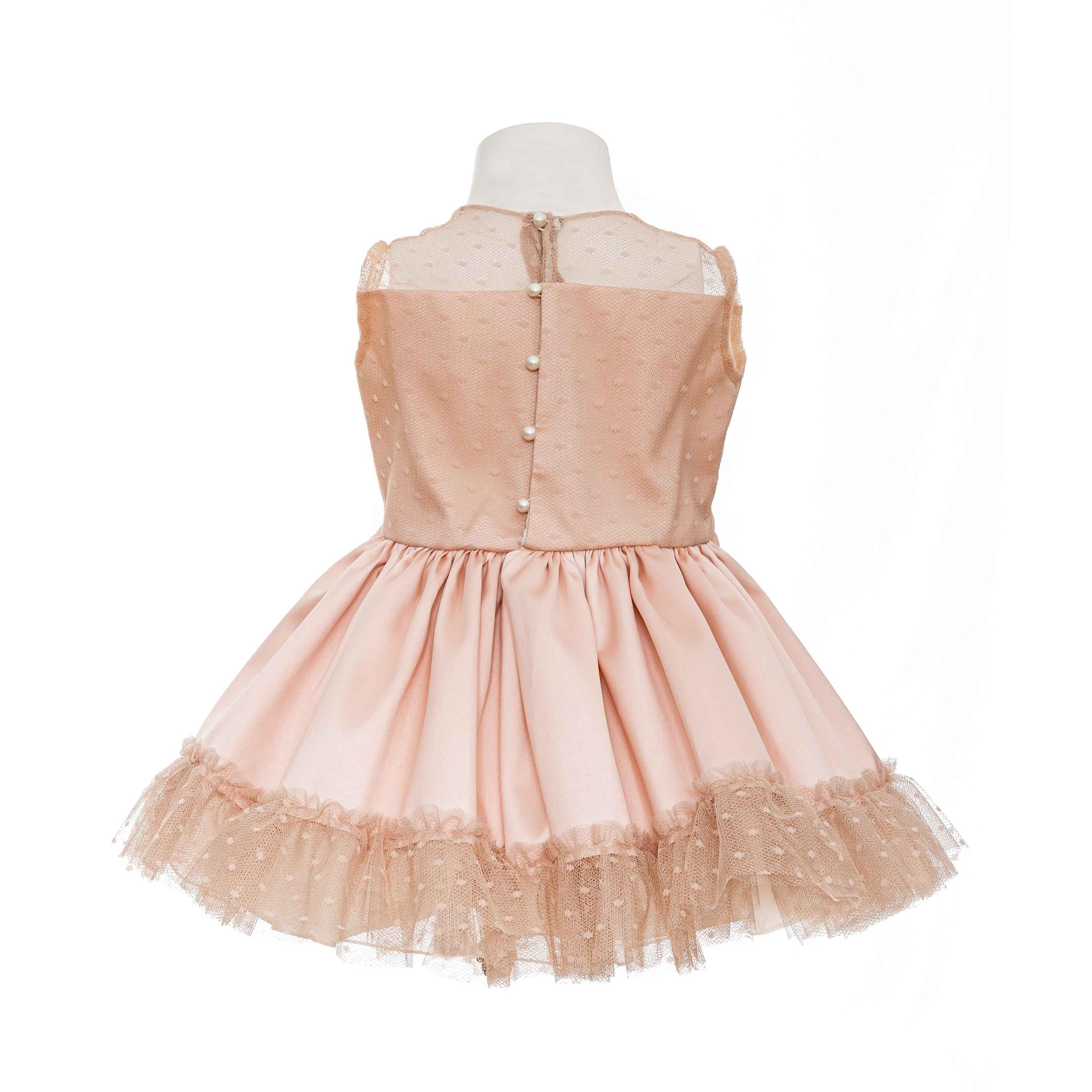 Abito Elegante In Raso e Tulle Rosa Antico Bambina CARMY 3023 - CARMY - LuxuryKids