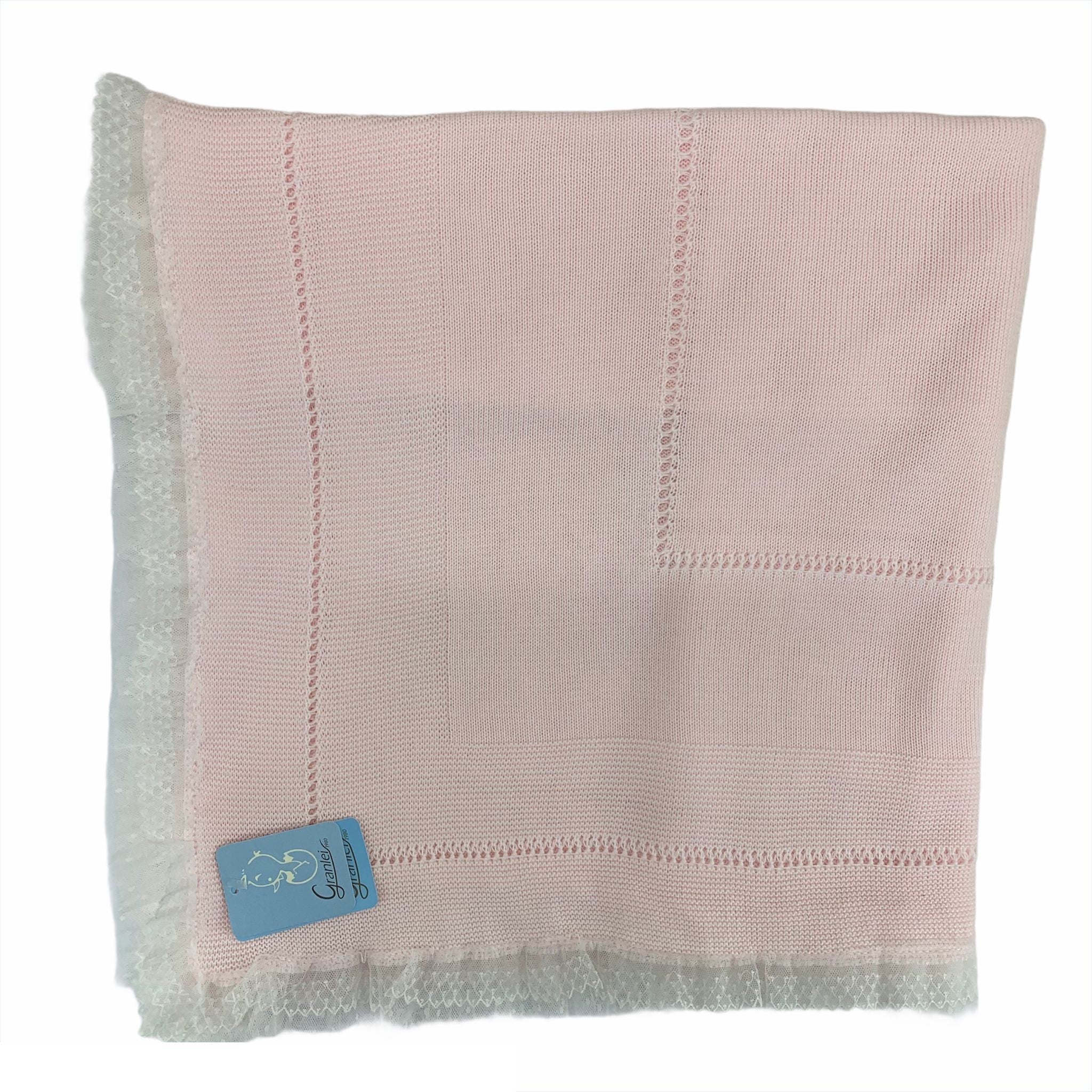 Coperta Corredino In Filo Di Cotone Con Tulle Neonati GRANLEI 610 - GRANLEI - LuxuryKids