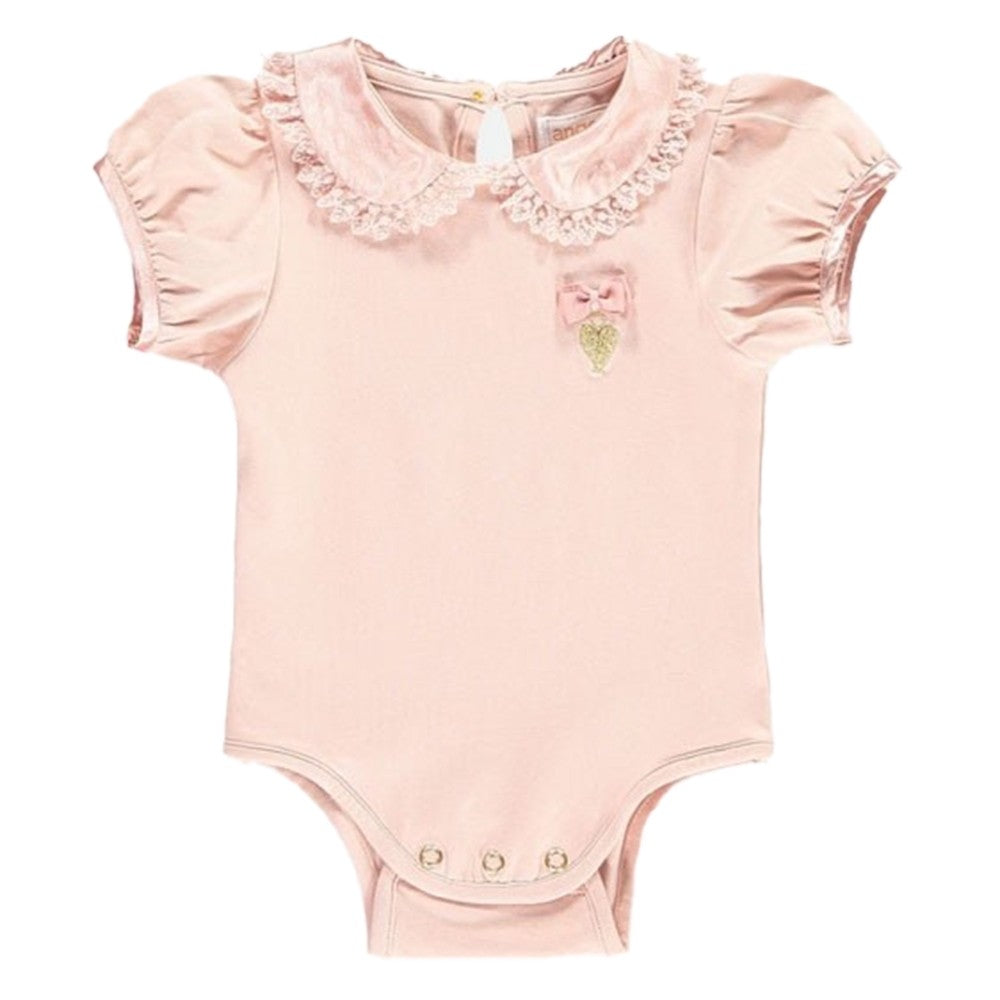 Body Caldo Cotone Elegante Con Colletto In Raso e Pizzo Rosa Neonata ANGEL'S FACE OLIVIA - Angel's Face - LuxuryKids