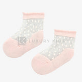 Calzini Corti In Cotone E Plumetis Rosa Neonata Mayoral 9247 - MAYORAL - LuxuryKids