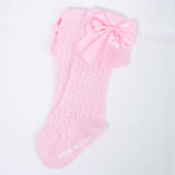 Calzini Cotone Traforati Con Fiocco in Raso Neonata - LuxuryKids - LuxuryKids