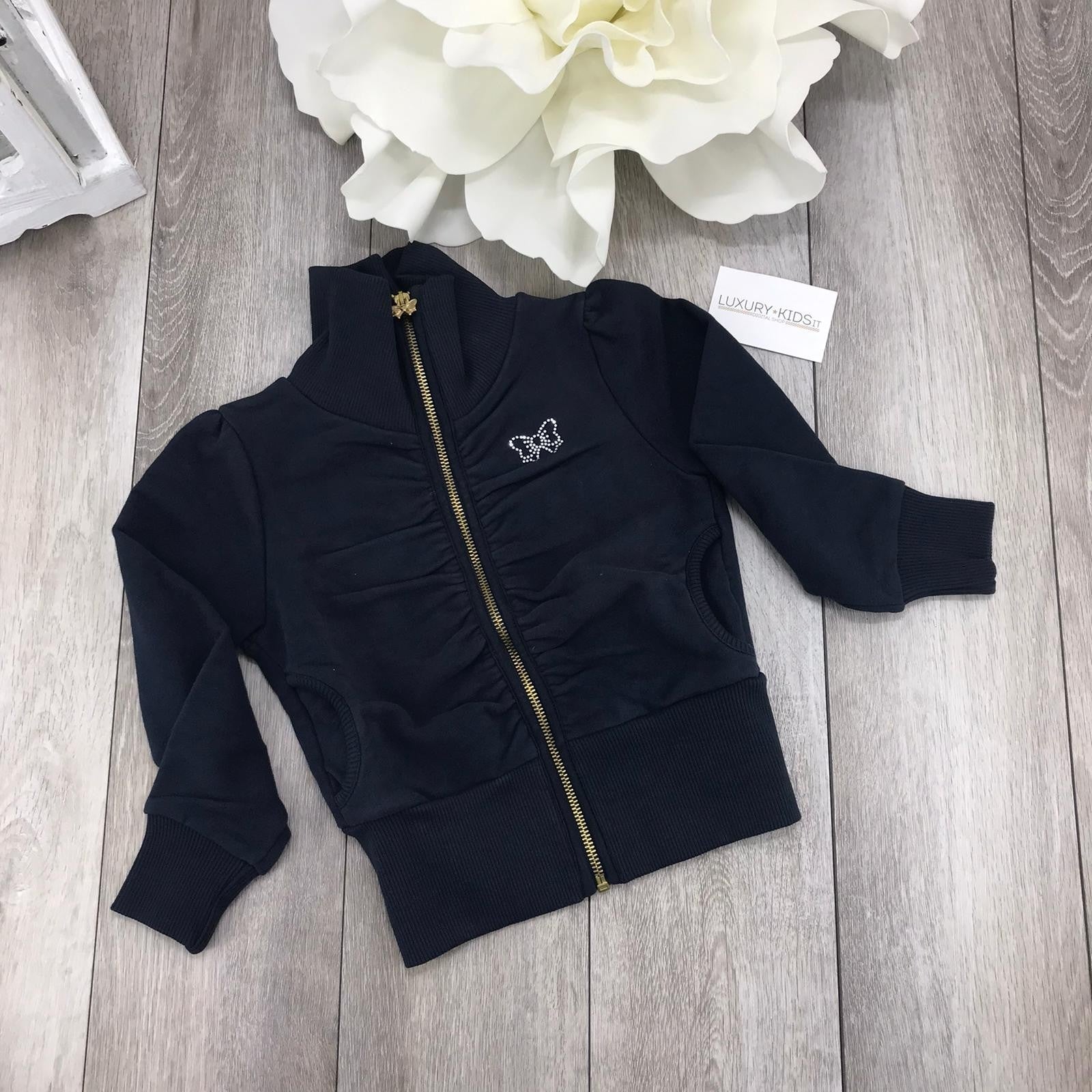 Felpa In Cotone In Tinta Unita Blu Bambina FIX DESIGN FC2008 - FIX DESIGN - LuxuryKids