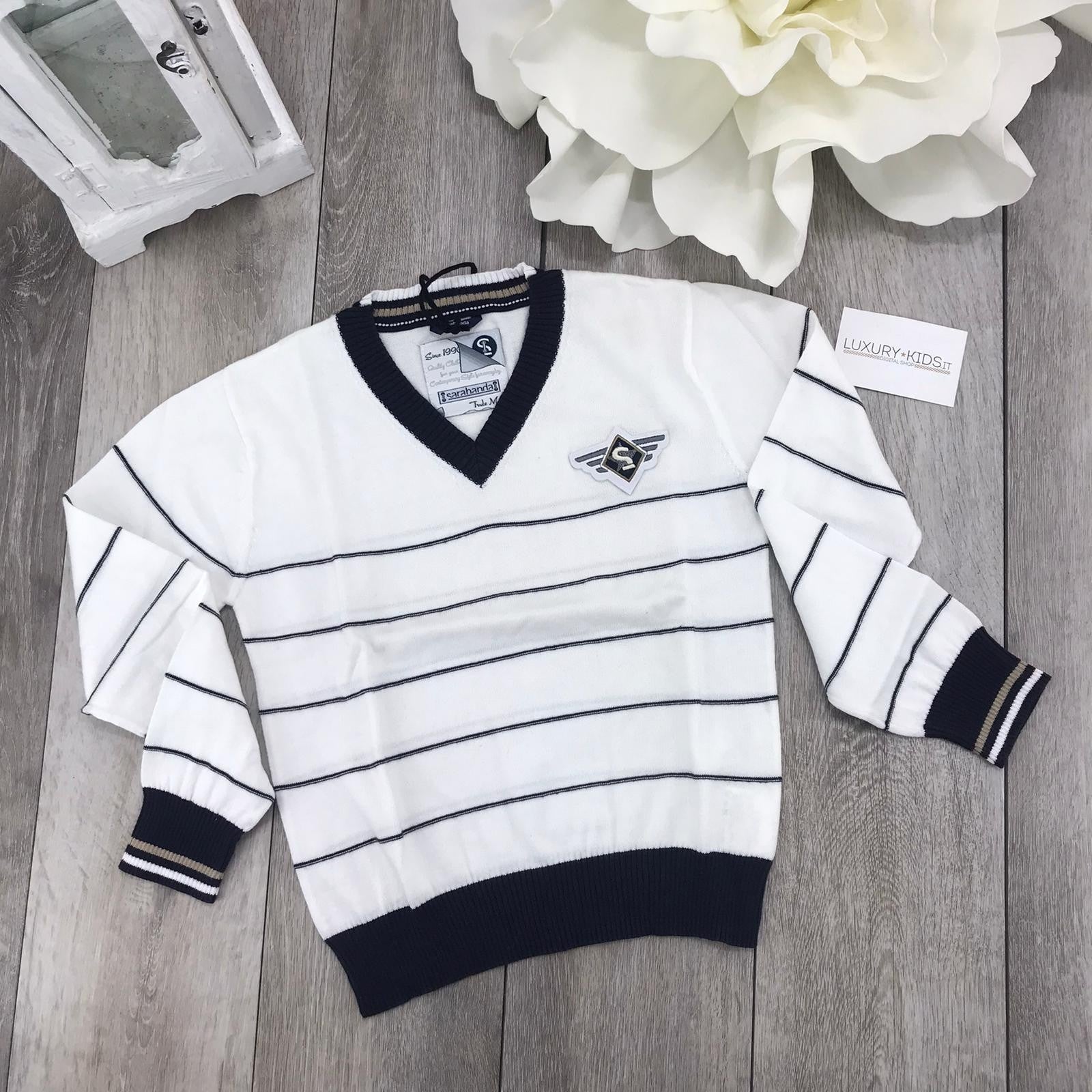 Maglioncino a Righe con Scollo V Bambino Sarabanda E302 - SARABANDA - LuxuryKids