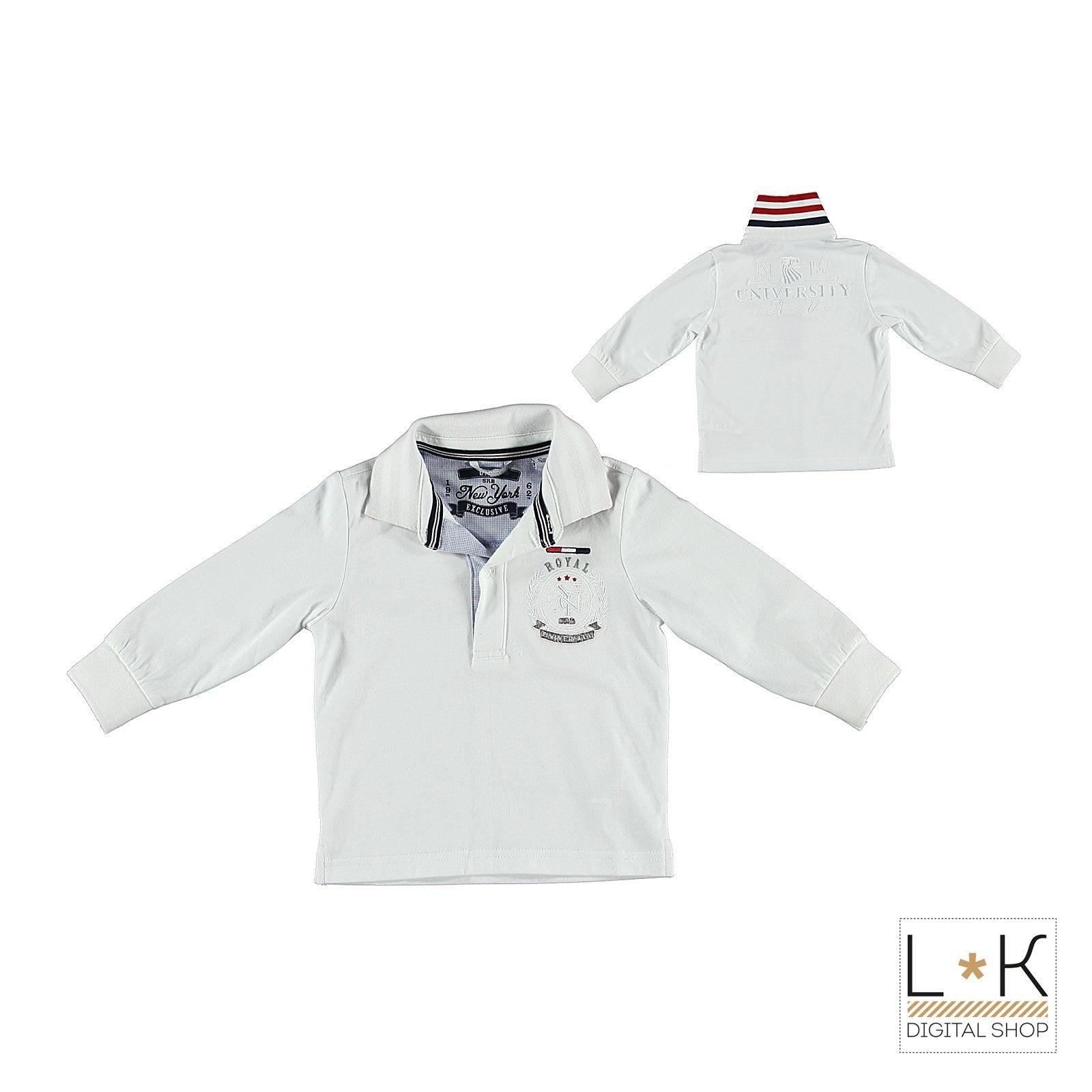 Polo a Tinta Unita Bianco Bambino Sarabanda I124 - SARABANDA - LuxuryKids