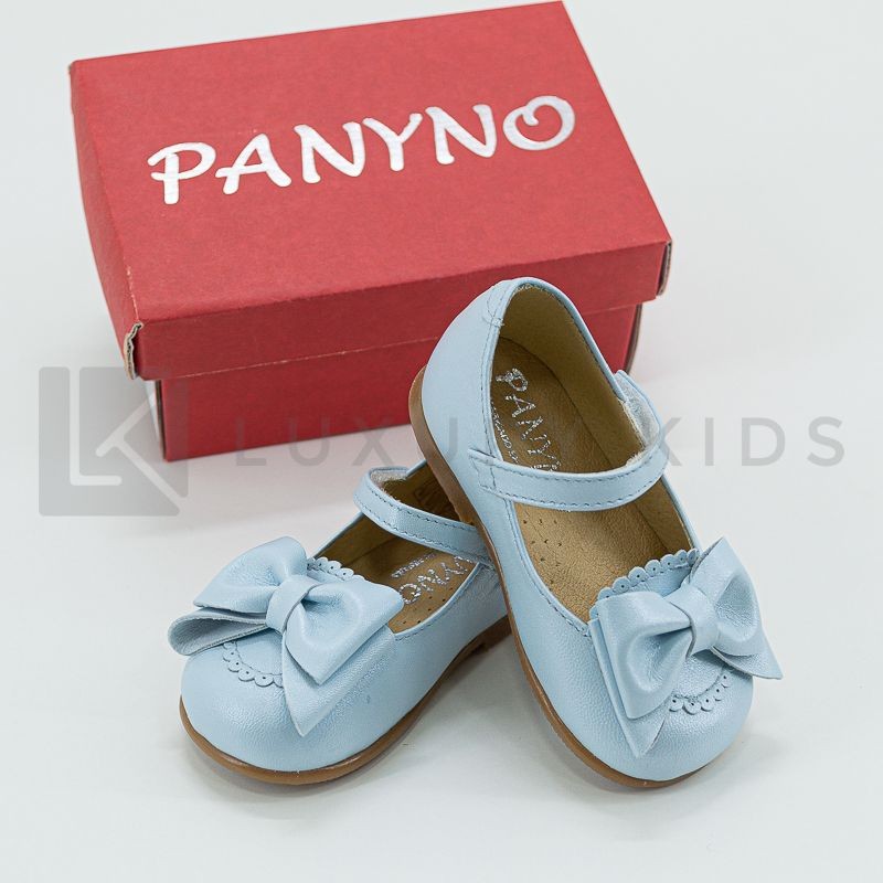 Scarpe Primi Passi Modello Ballerina In Vera Pelle Satinata Con Fiocco Neonata PANYNO B2603 - PANYNO - LuxuryKids