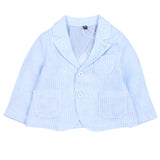 Giacca in Cotone e Lino Celeste a Righe Neonato Armani 3ZHG03 - ARMANI JUNIOR - LuxuryKids