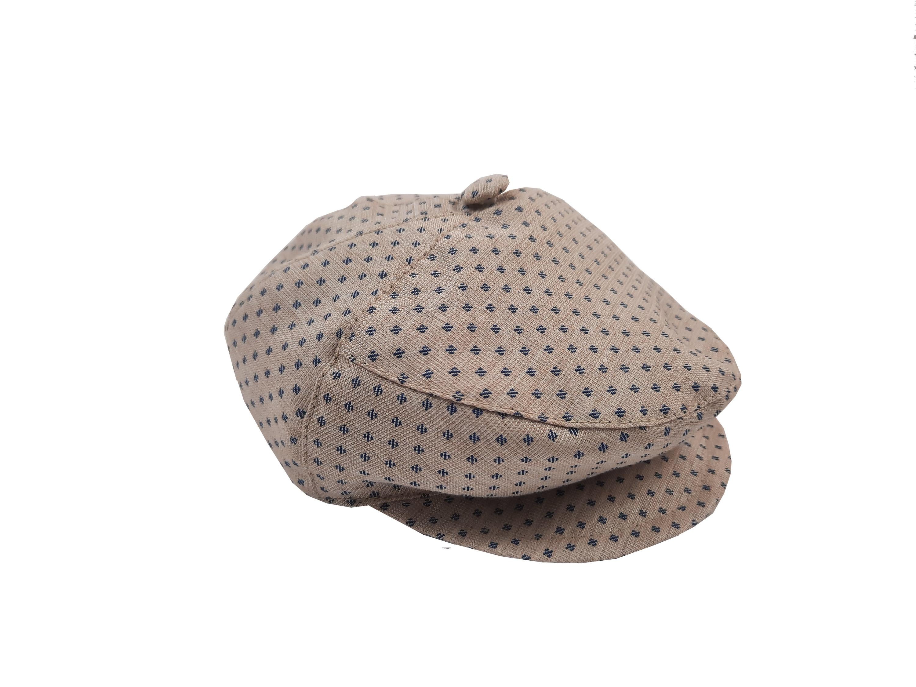 Coppola In Caldo Cotone Beige Con Microfantasia Blu Neonato NINNAOH I21277 - NINNAOH - LuxuryKids