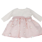 Abito In Caldo Cotone E Raso Panna Rosa Neonata Tema Fiocco Di Neve NINNAOH I2178 - NINNAOH - LuxuryKids