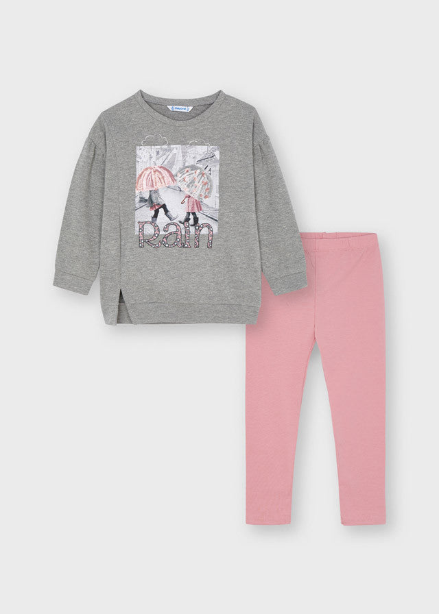 Completo In Caldo Cotone Con Leggings E Maxi Felpa Grigio Bambina MAYORAL 4750 - MAYORAL - LuxuryKids