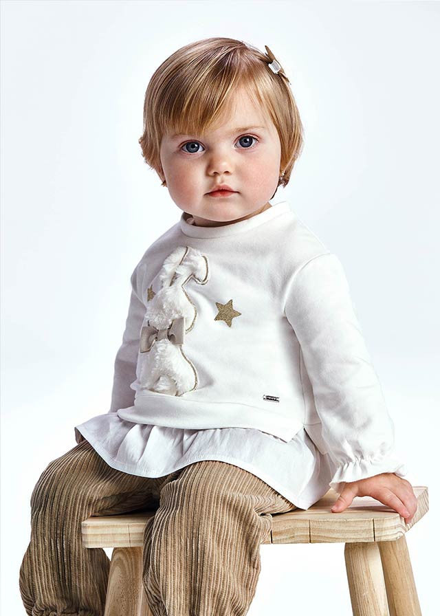 Felpa In Caldo Cotone Panna Con Coniglietto Neonata MAYORAL 2427 - MAYORAL - LuxuryKids