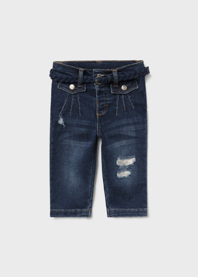 Jeans Lungo Con Cintura Blu Scuro Neonata MAYORAL 2542 - MAYORAL - LuxuryKids