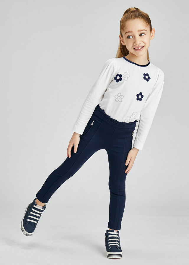 Pantalone Lungo Elasticizzato Blu Bambina MAYORAL 4573 - MAYORAL - LuxuryKids