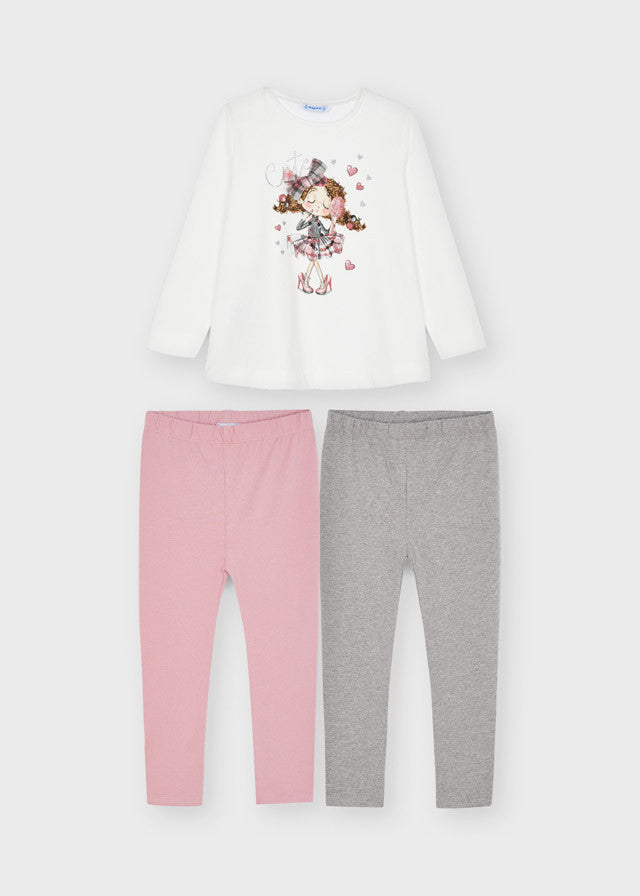 Completo 3 Pezzi Con 2 Leggings E Maxi Maglia Bambina MAYORAL 4746 - MAYORAL - LuxuryKids
