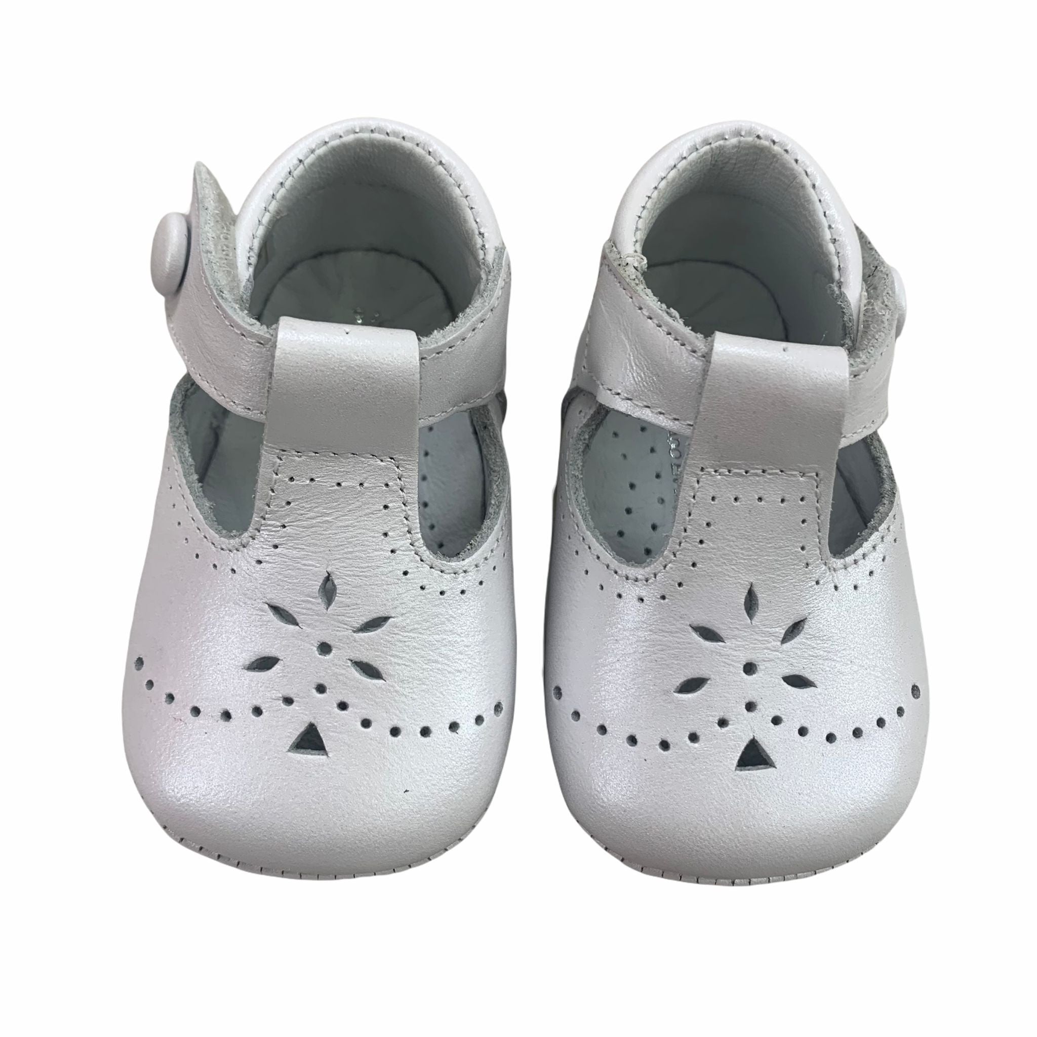 Scarpe Da Culla Con Occhielli in Pelle Bianco Unisex Panyno A2218 - PANYNO - LuxuryKids