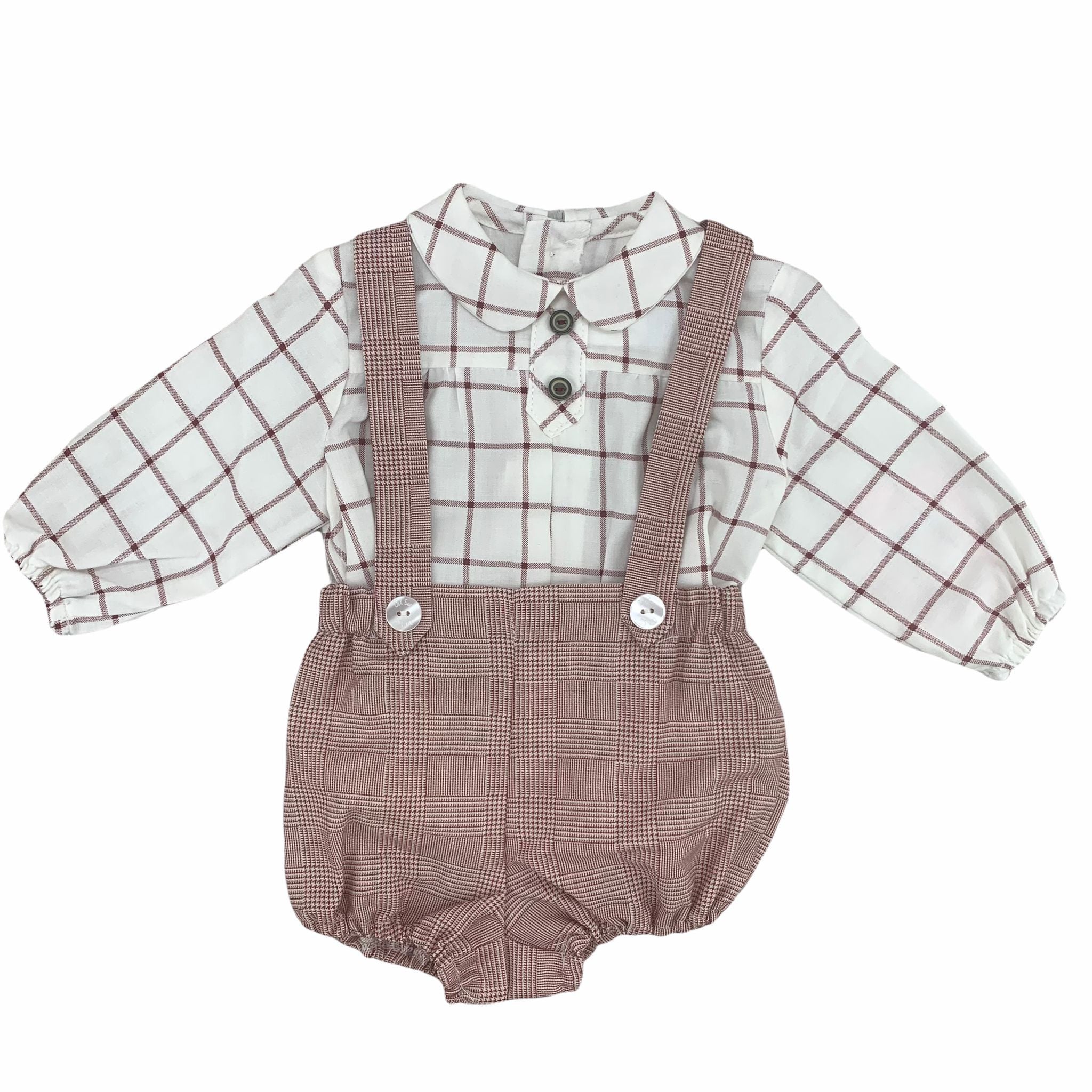 Completo con Culotte Con Bretelle e Camicia Caldo Cotone Neonato Del Sur 1032 - DEL SUR - LuxuryKids
