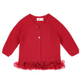Cardigan Punto Legaccio con Tulle Caldo Cotone Neonata Condor 55521 - Condor - LuxuryKids