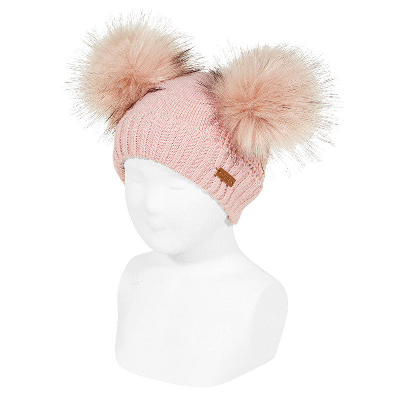 Cappello Mix A Coste In Caldo Cotone Con Due Pompon Neonato-a Condor 50031 - Condor - LuxuryKids