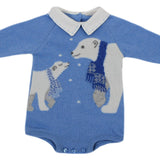 Pagliaccetto Intero In Misto Lana Con Colletto Celeste Neonato Dr.Kid DK132 - DR.KID - LuxuryKids