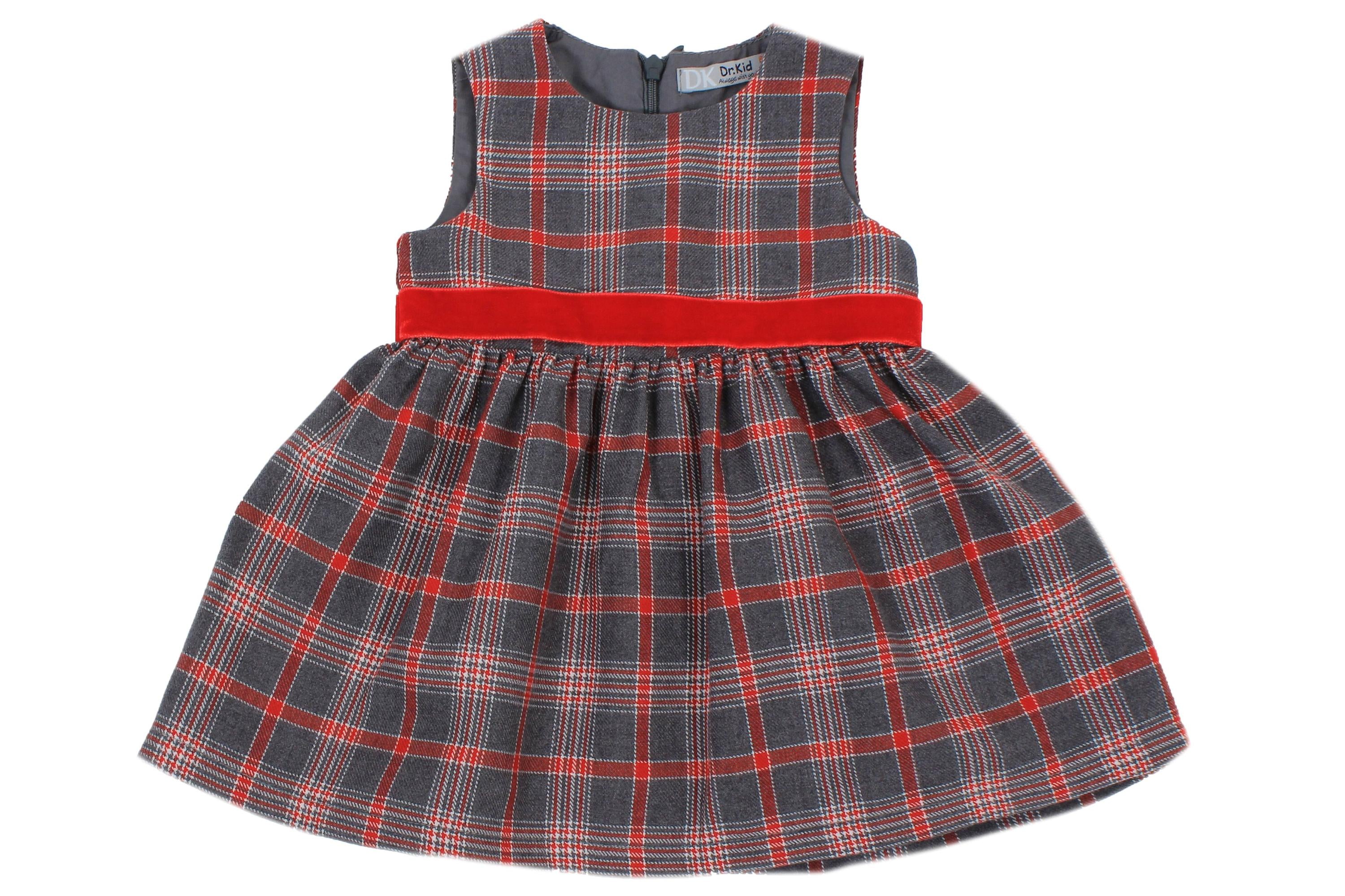 Abito Scozzese Caldo Cotone Neonata Dr.Kid DK376 - DR.KID - LuxuryKids