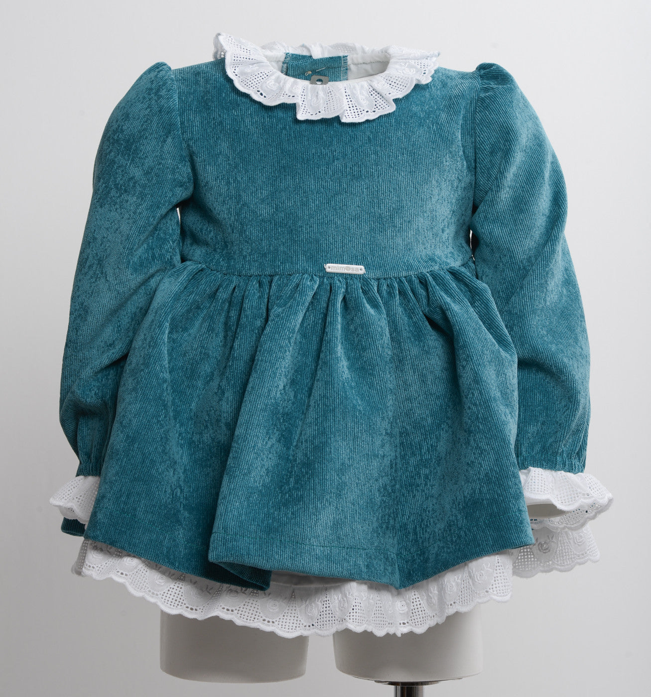 Abito con Culotte in Velluto Millerighe Neonata Mimosa MENTA2 - MIMOSA - LuxuryKids