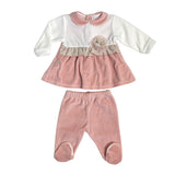 Tutina Spezzata In Ciniglia Rosa Antico Neonata Teto e Tatta CL1302 - TETO E TATTA - LuxuryKids