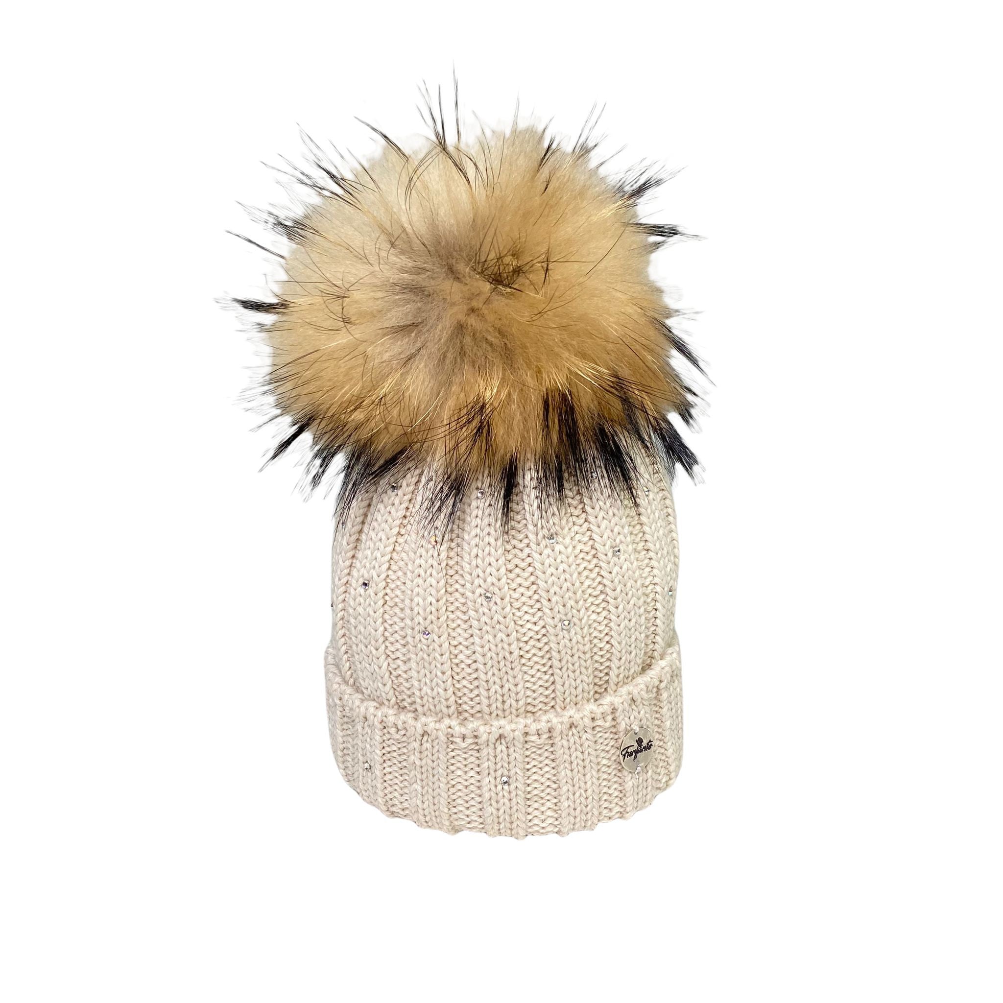 Cappello In Misto Lana Con Strass E Pompon In Murmasky Neonata FURFANTE CT3444A - FURFANTE - LuxuryKids