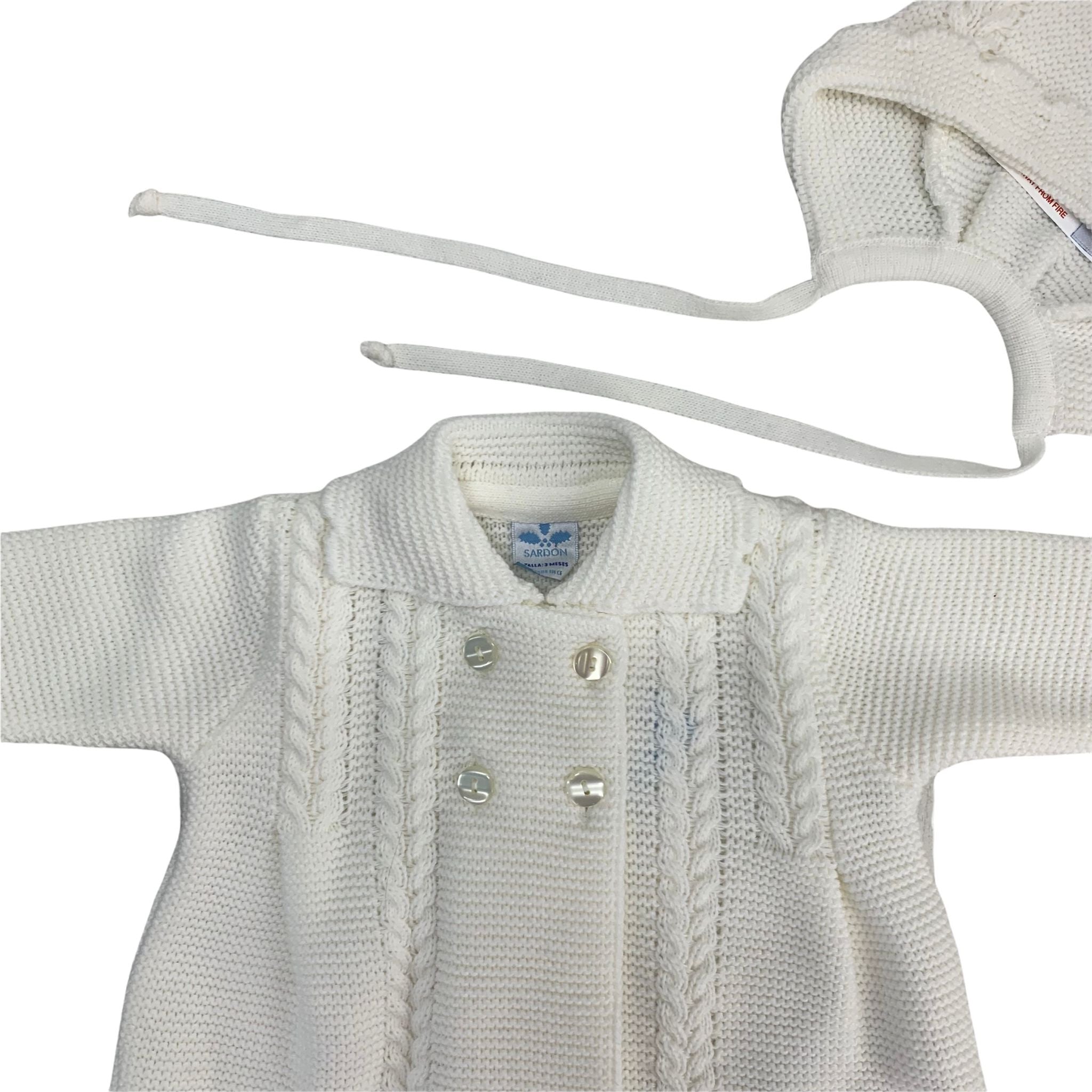 Cappottino Con Cuffia In Caldo Cotone Panna SARDON MA255 - SARDON - LuxuryKids