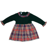 Abito In Caldo Cotone Fantasia Scozzese Neonata SARDON 021MA278 - SARDON - LuxuryKids