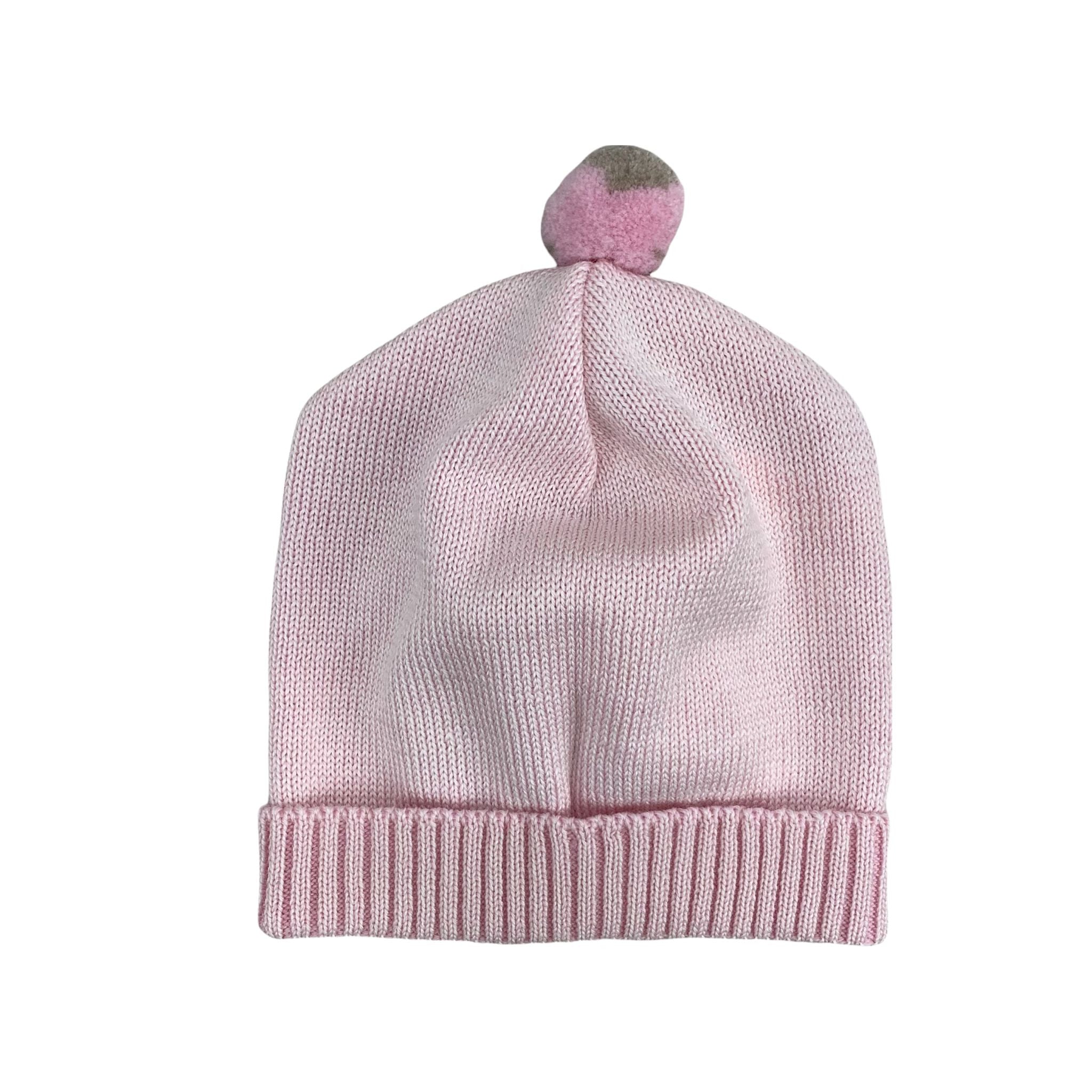 Cappellino In Lana 100% Rosa Con Pon Pon Neonata CREAZIONI LUANA 7070C - CREAZIONI LUANA - LuxuryKids