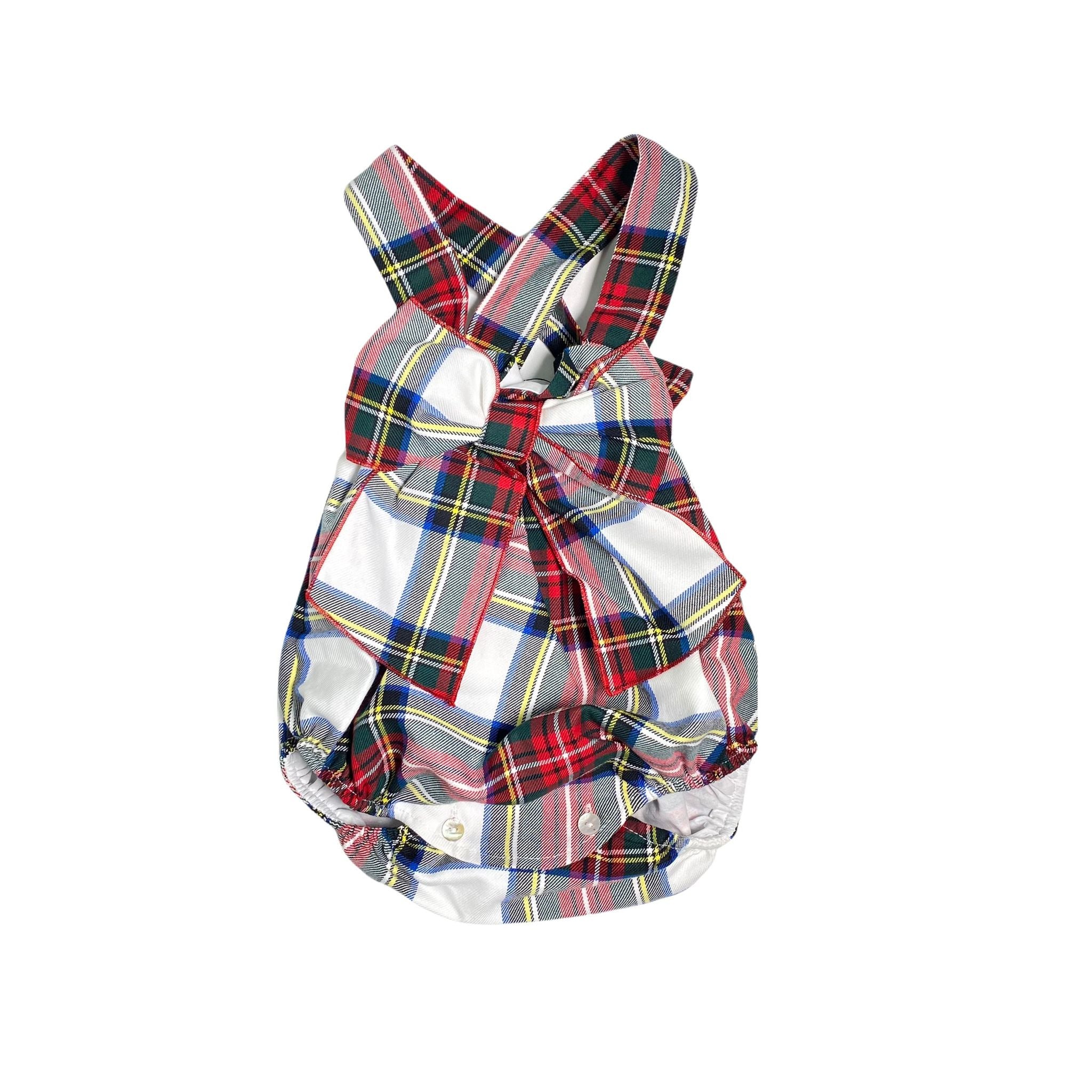 Pagliaccetto Intero Scozzese Con Fiocco Neonata Phi Clothing 21645 - PHY CLOTHING - LuxuryKids