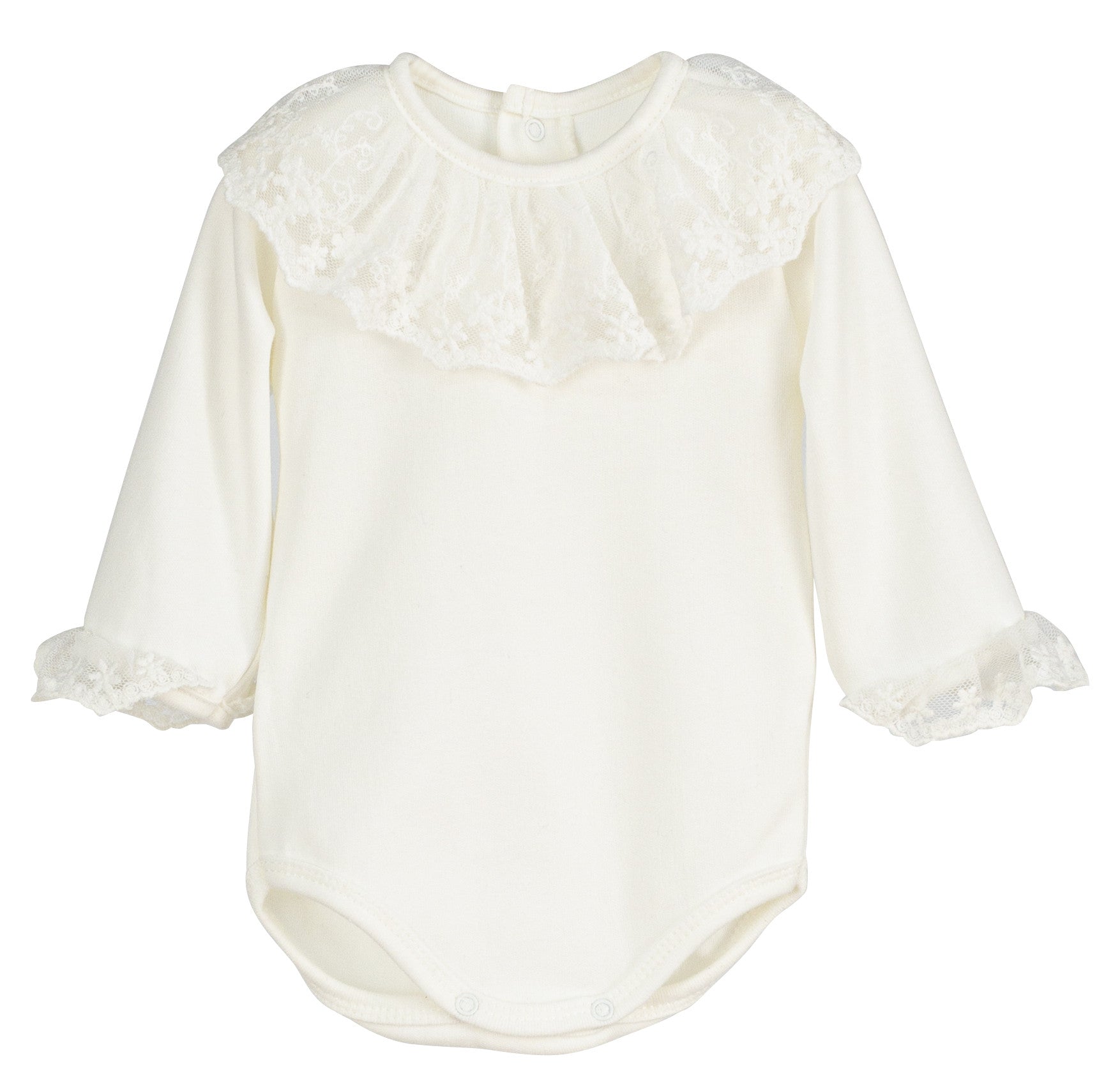 Body Manica Lunga Caldo Cotone con Colletto in Pizzo Neonata Calamaro 19094 - CALAMARO - LuxuryKids
