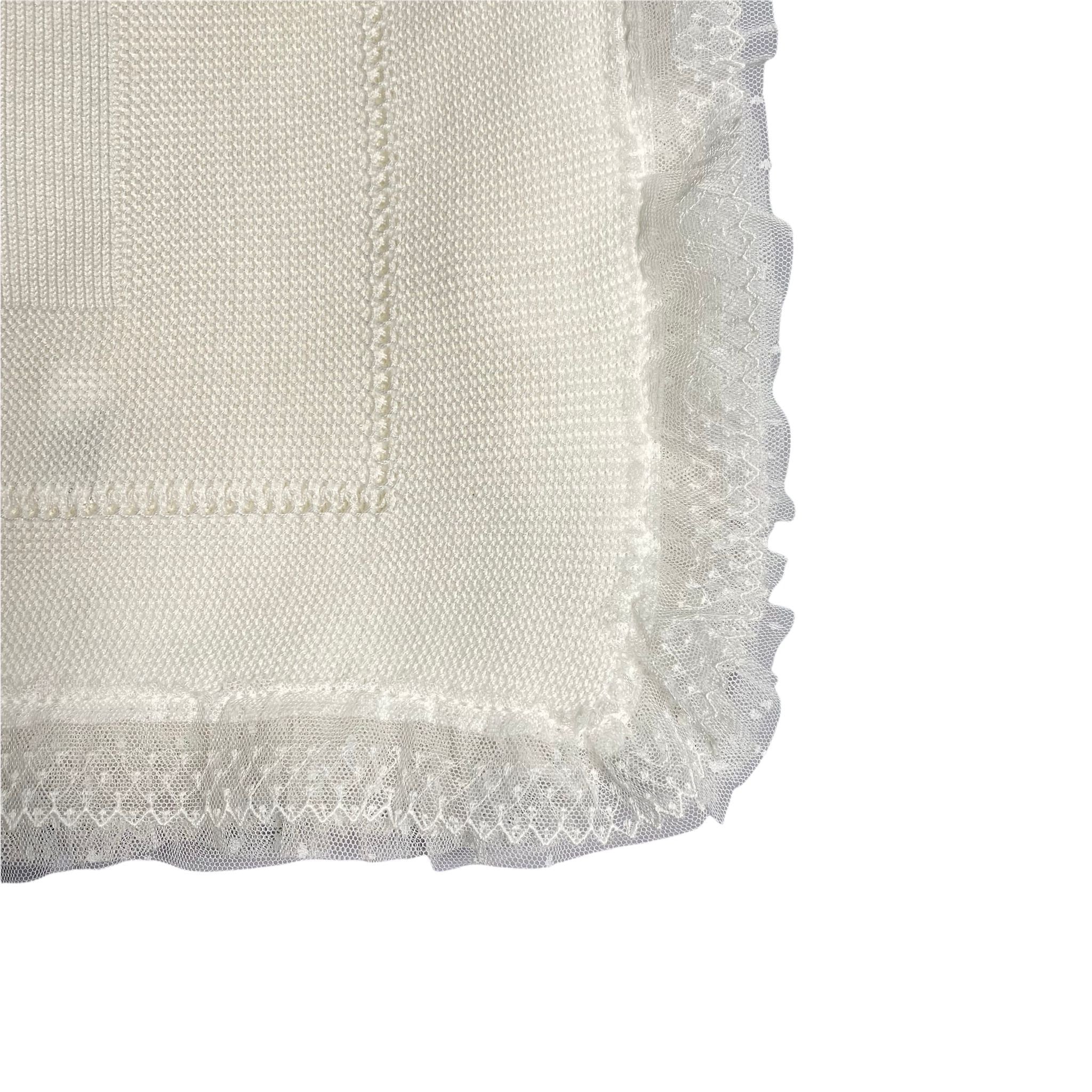 Coperta Corredino In Filo Di Cotone Con Tulle Neonati GRANLEI 610 - GRANLEI - LuxuryKids